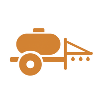 Icon of a tractor with a boom sprayer for farm spraying services.
