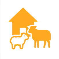 Icon of a house and heart, representing trusted farm sitting services.